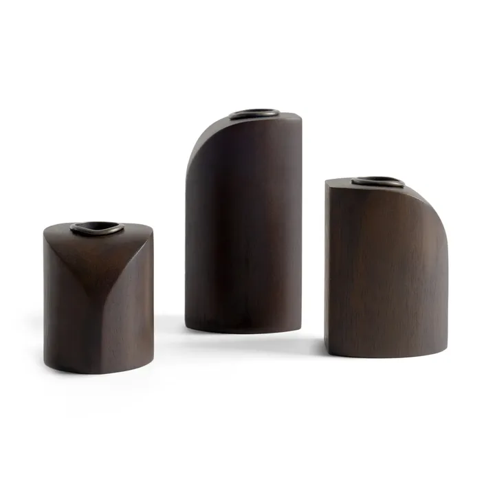 PI candle holder 3 parts - Dark brown stained mahogany - Ethnicraft