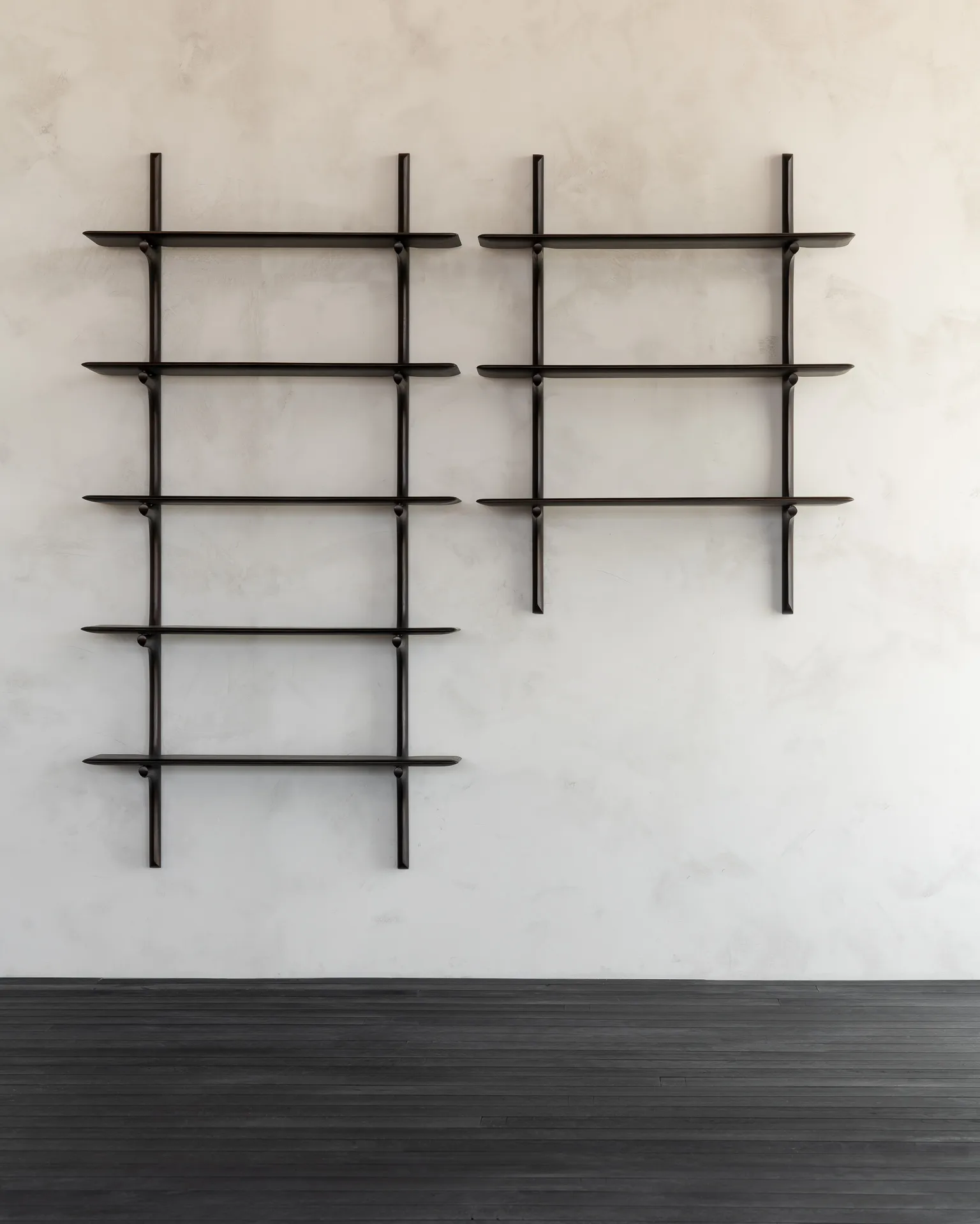 PI wall shelf, Lacquered mahogany-3 shelves-dark brown Ethnicraft