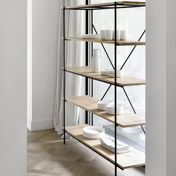 Rise shelf - Oak wax oil-Black metal 165 cm - Ethnicraft