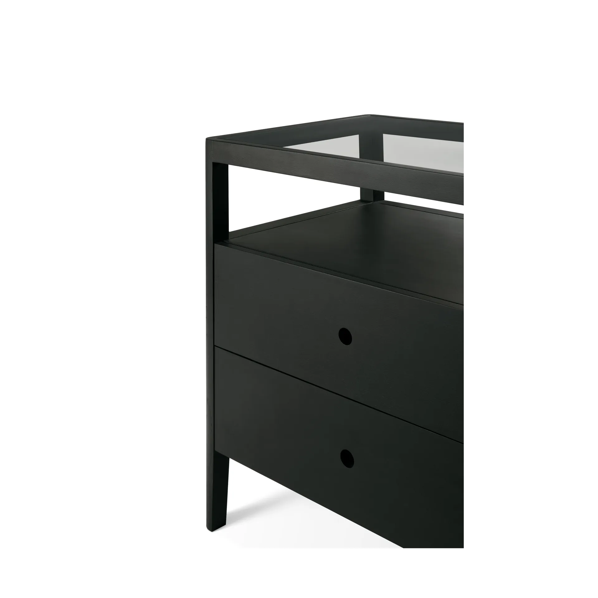Spindle dresser, Black lacquered oak, 4 drawers Ethnicraft