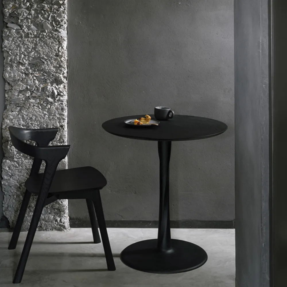 Torsion dining table, Black-stained oak, Ø90 cm Ethnicraft