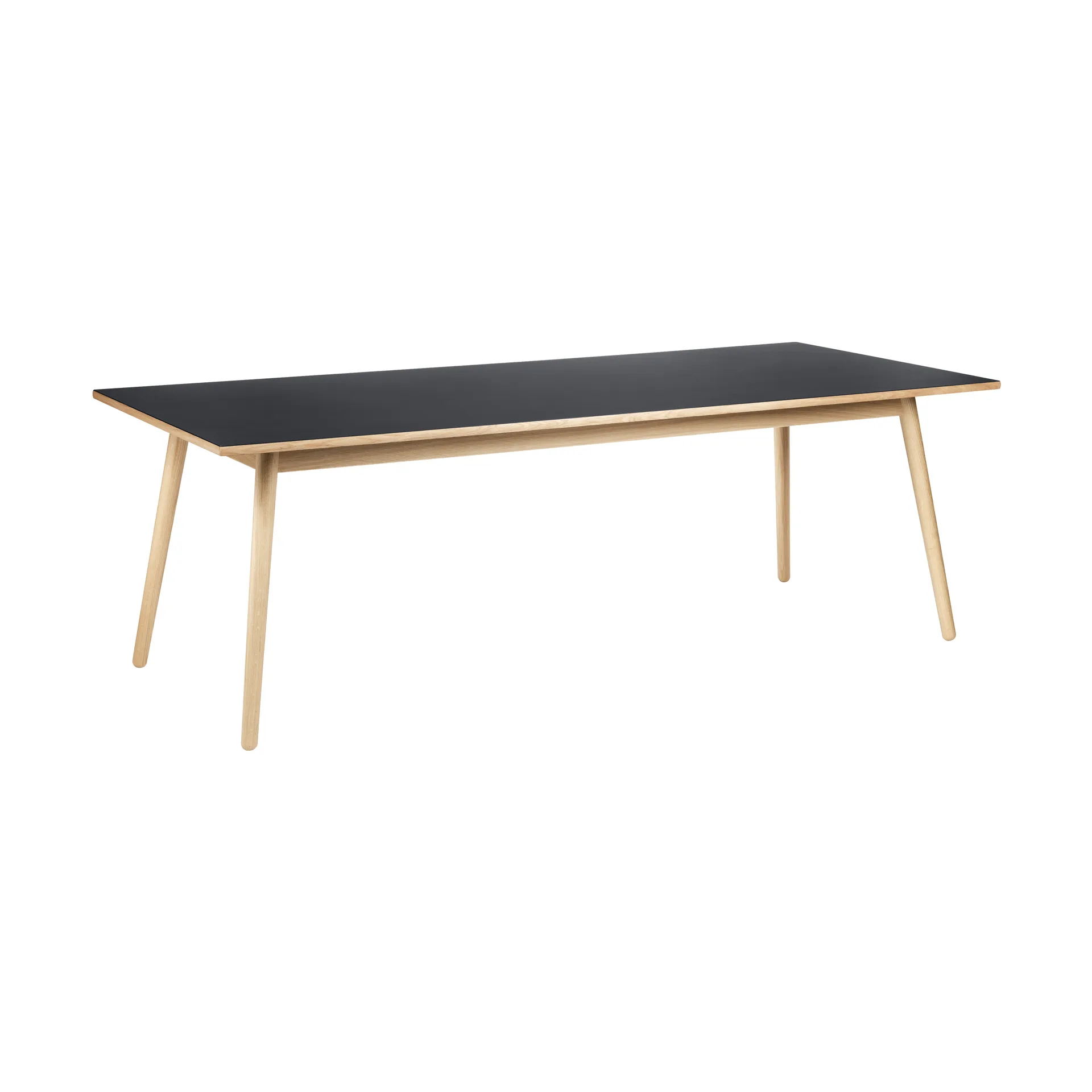 C35C dining table 95x220 cm, Black linoleum–oak natural water-based lacquer FDB Møbler