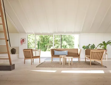 J149 sofa - Fabric red-lacquered oak, 3-seater - FDB Møbler