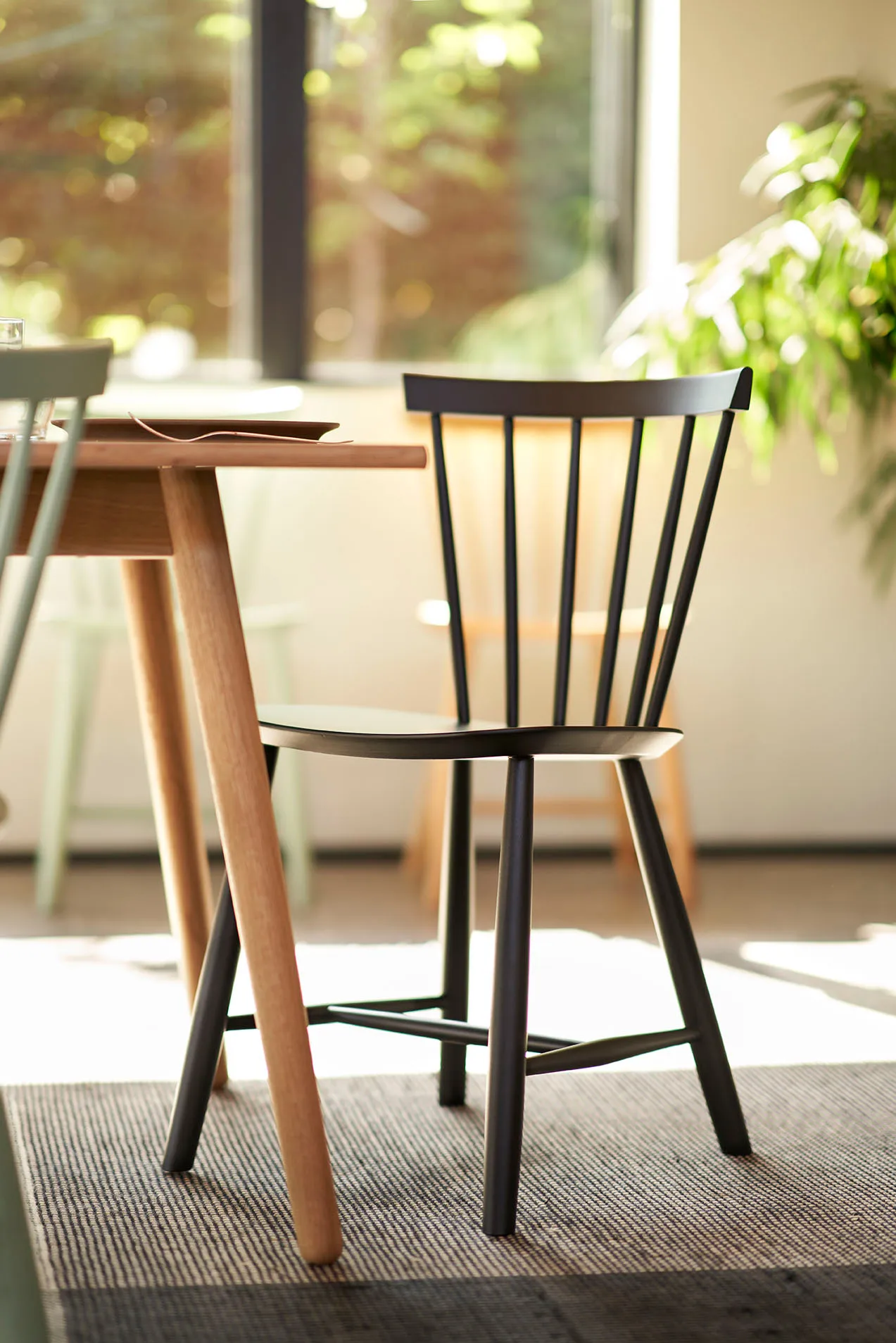 J46 chair, Beech bottle green painted, 4-pack FDB Møbler