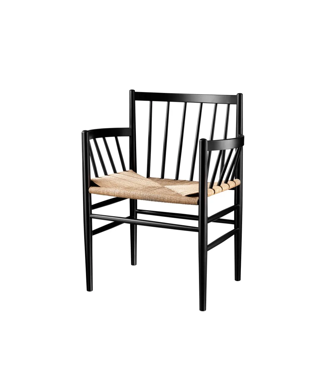 J81 chair with arms, Nature-beech black painted FDB Møbler