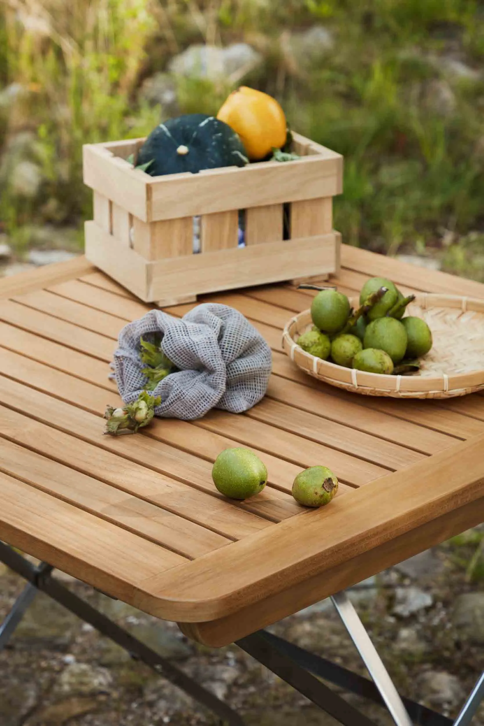 M26 Lilleø balcony table, Teak-stainless steel FDB Møbler