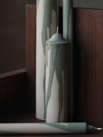 Drip pillar candle - Tea Green, 20 cm - Ferm Living