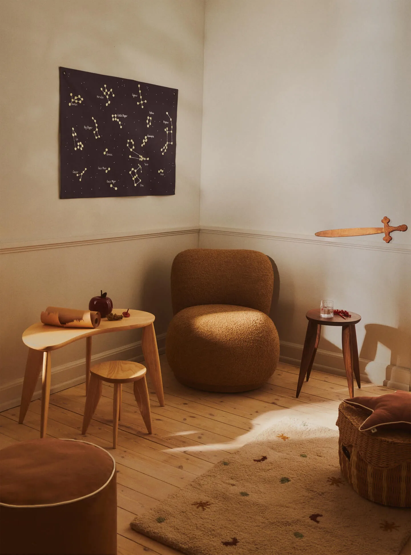 Feve kids round, Untreated Ash, Ø33x30 cm Ferm Living