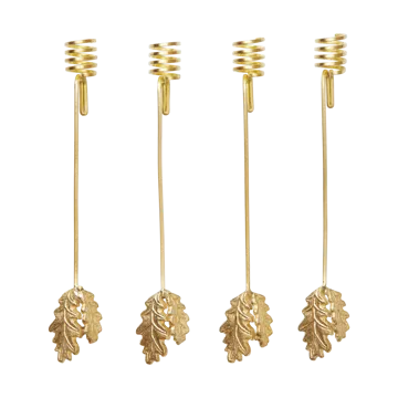 Oak leaf Christmas tree candle holder 4-pack - Brass - Ferm Living