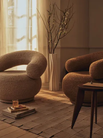 Orbo Lounge chair - Raw bouclé - Tan - Ferm Living