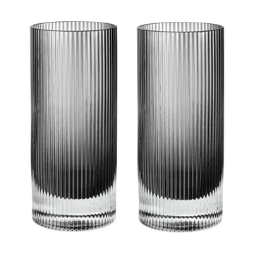 Ripple Highball glasses 48 cl 2-pack - Smoked grey - Ferm Living