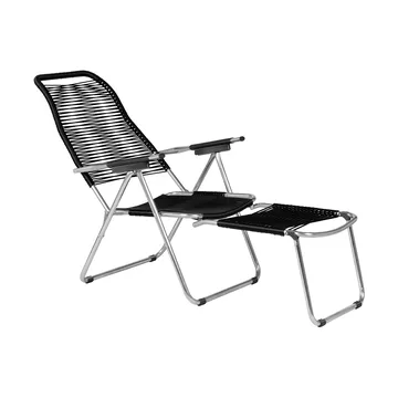 Spaghetti sun lounger with footrest - Black - Fiam