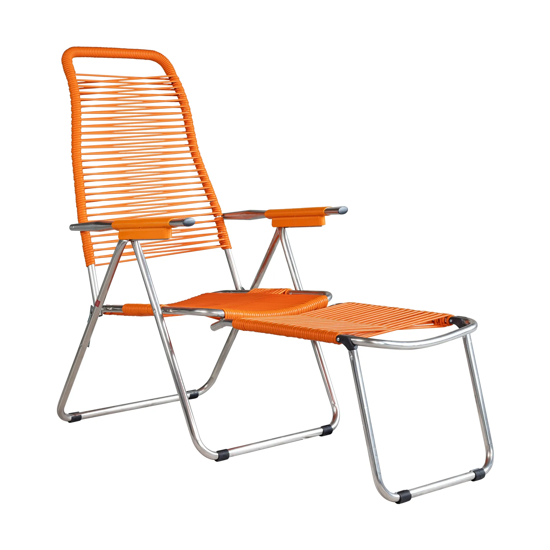 Spaghetti sun lounger with footrest, Orange Fiam