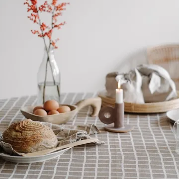 Rutig jacquard-woven table cloth 147x250 cm - brown-white - Fine Little Day