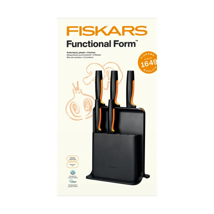 Functional Form knife set with knife block - Plastic, 6 pieces - Fiskars