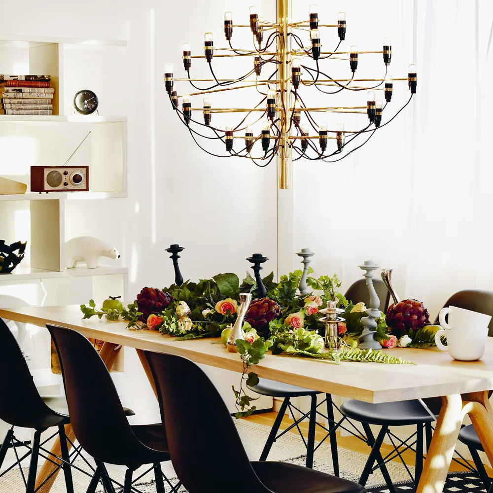 2097 Sarfatti chandelier LED, Brass 30 lamps Flos