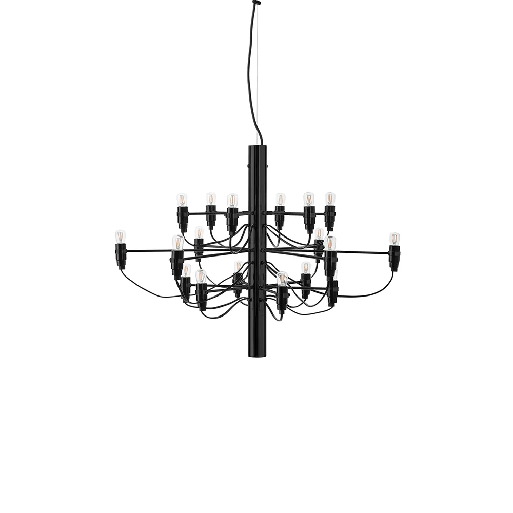 2097 Sarfatti chandelier LED, Matte Black 18 lamps Flos