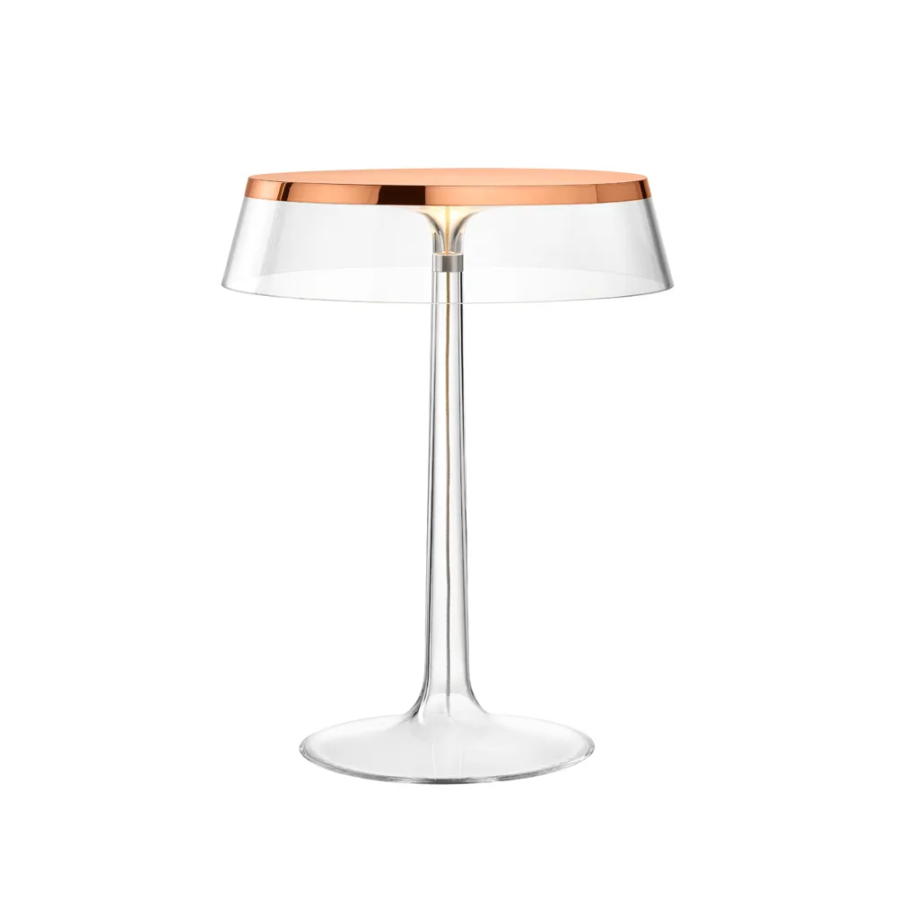Bon Jour T table lamp, Copper, transparent lampshade Flos