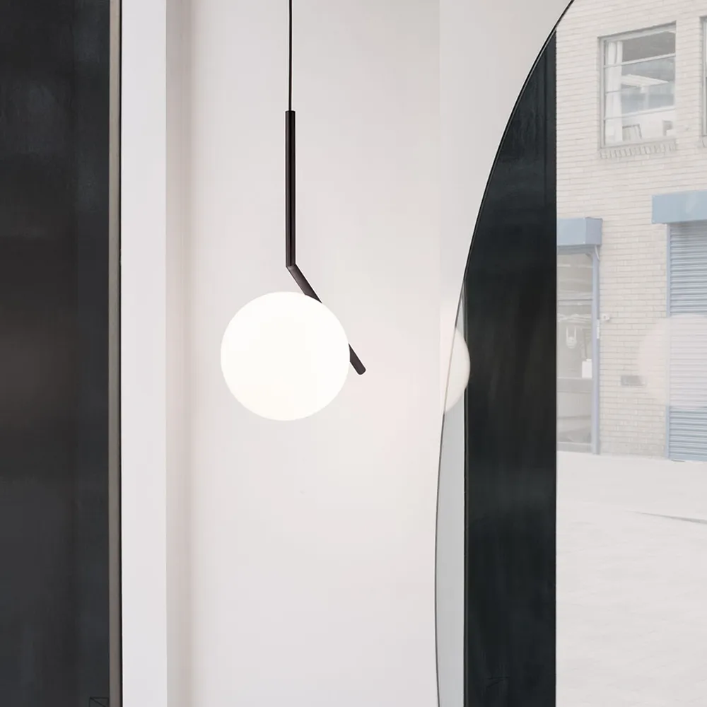 IC lights S2 pendant, Black, opal Flos