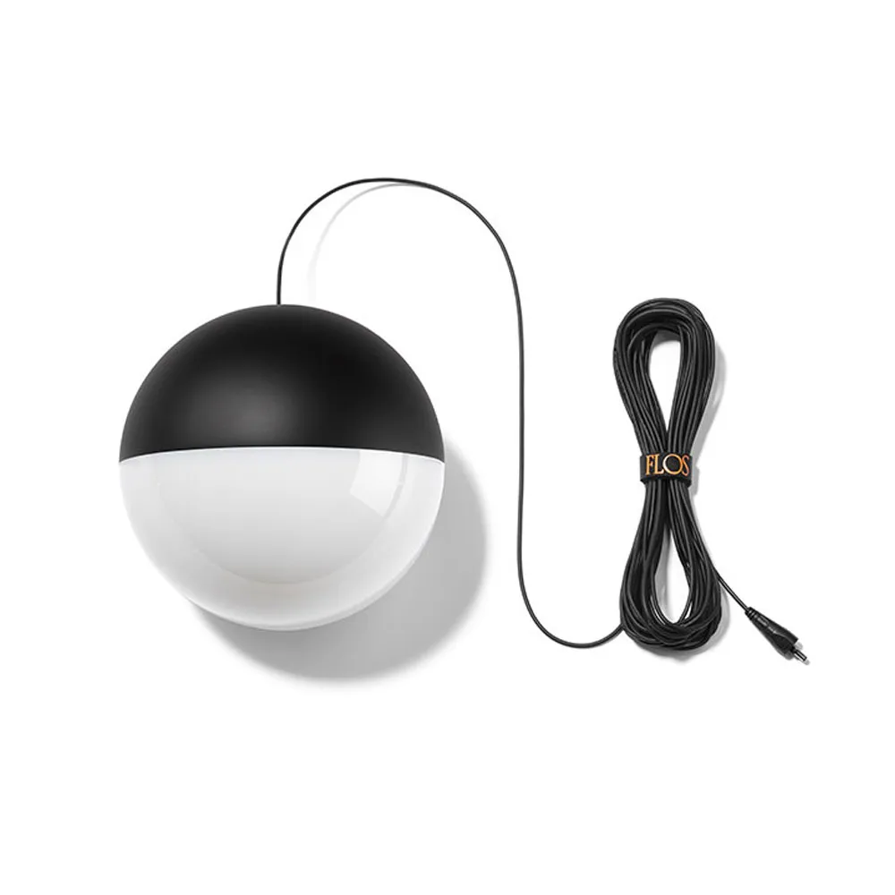 String Light Sphere pendant, Black, 22 m cable Flos