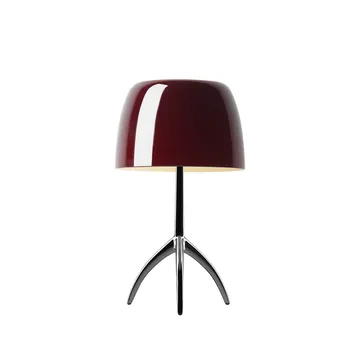 Lumiere Piccola Dimmable table lamp - Cherry red shade–black chrome base - Foscarini