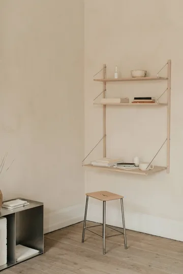 Adam stool - Raw steel-natural leather, H:50 cm - FRAMA
