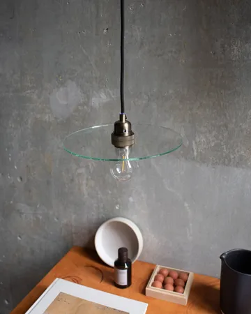 Circle Shade pendant light - Clear glass-steel, Ø25 cm - FRAMA