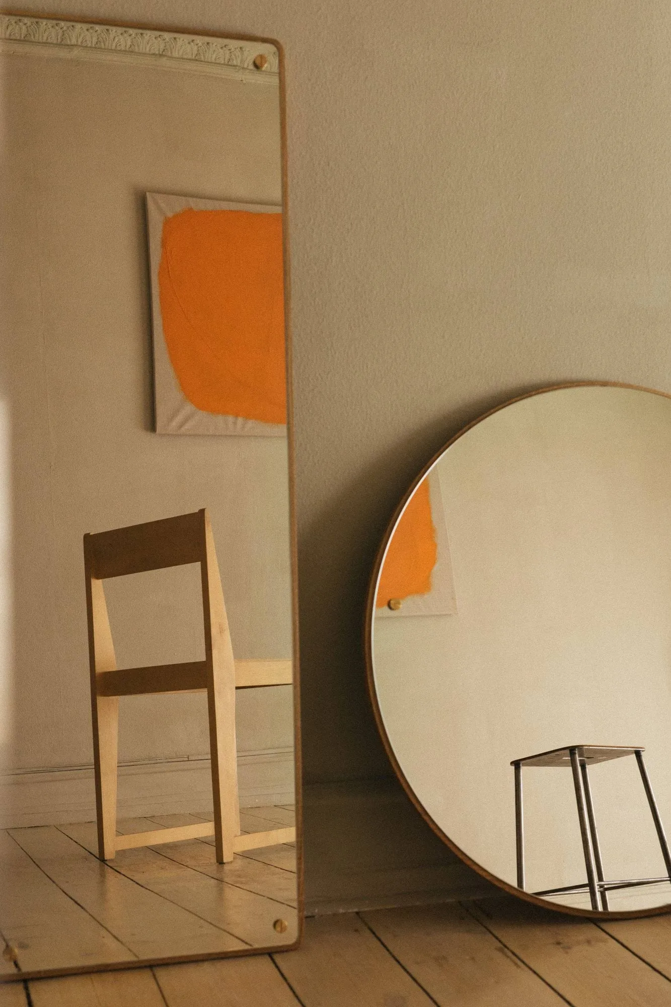 CM Circle mirror, Oak, large, Ø70 cm FRAMA