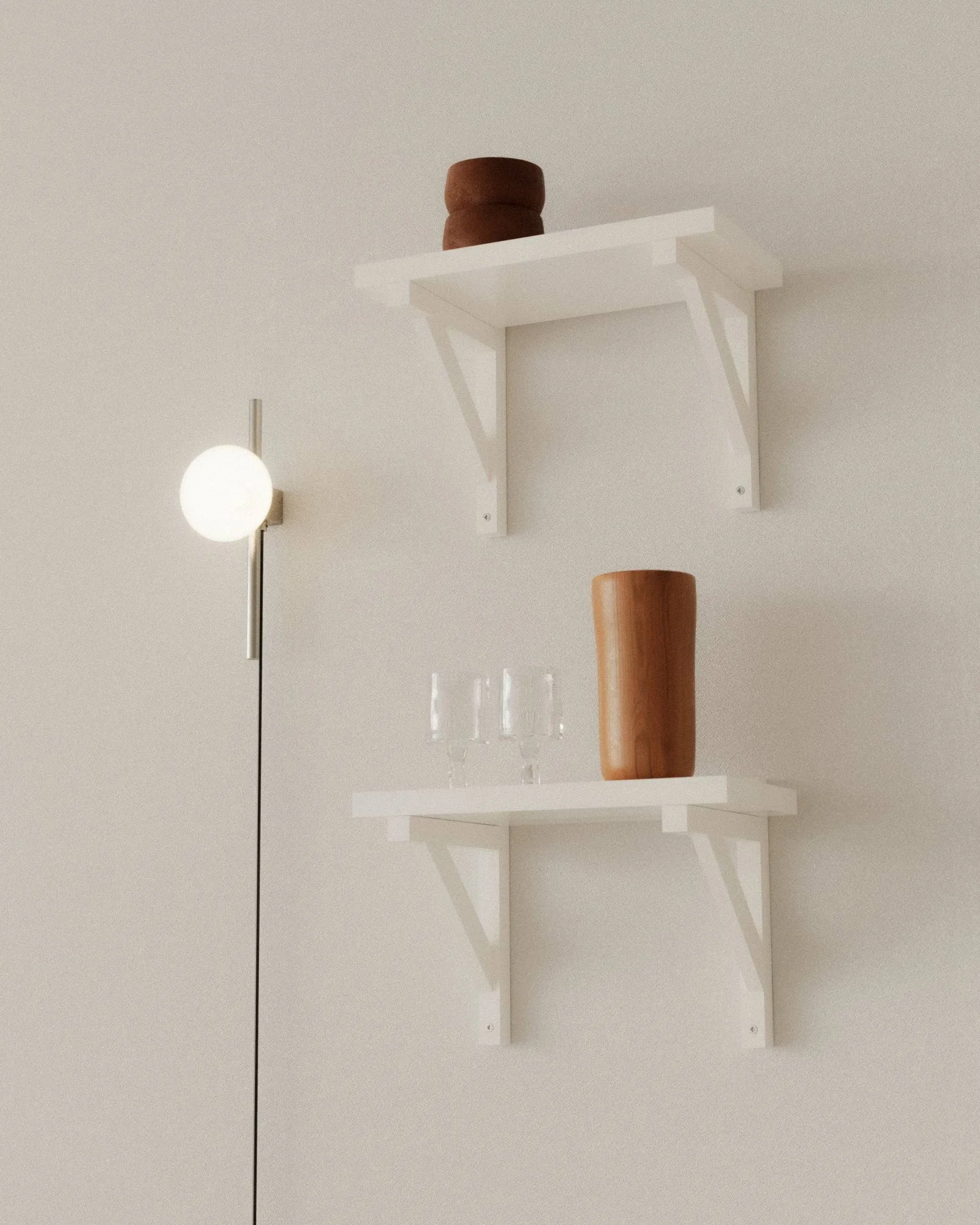 Ovoid Single wall lamp, Stainless steel-opal glass FRAMA