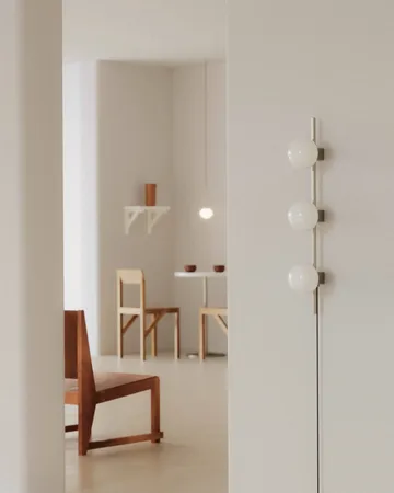 Ovoid Single wall lamp - Stainless steel-opal glass - FRAMA