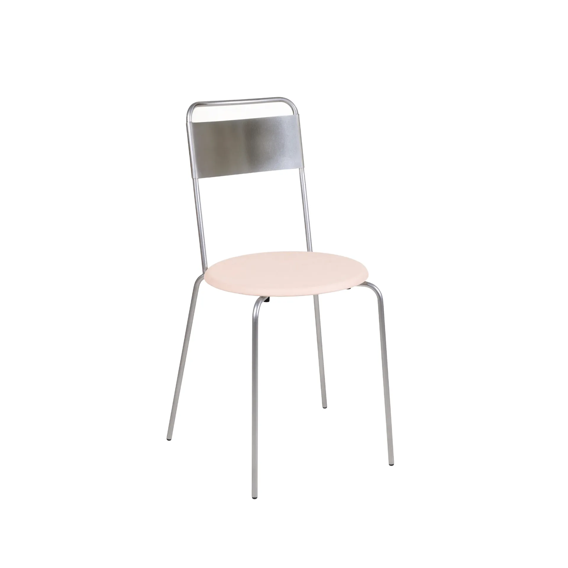 Petit Rond chair, Stainless steel-leather Natural FRAMA