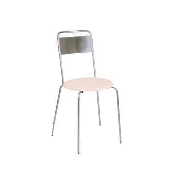 Petit Rond chair - Stainless steel-leather Natural - FRAMA