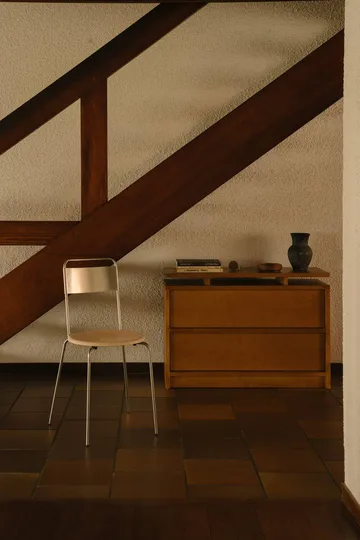 Petit Rond chair - Stainless steel-leather Natural - FRAMA