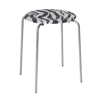 Petit Rond round stool - Stainless steel-fabric Zebra - FRAMA