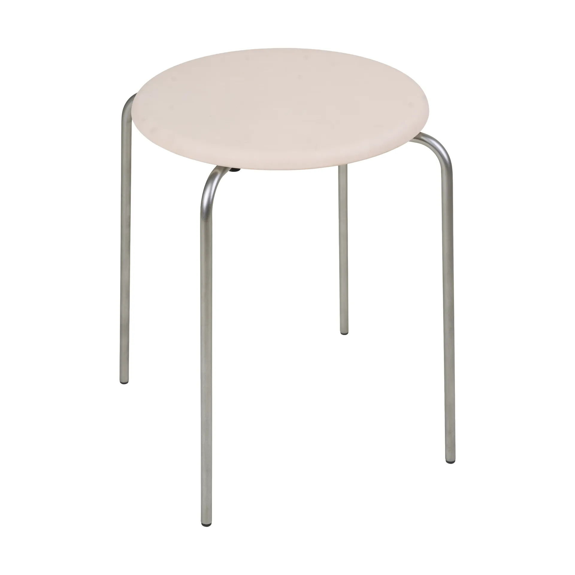 Petit Rond round stool, Stainless steel-leather Natural FRAMA