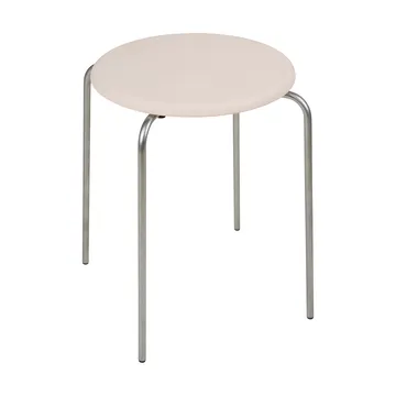 Petit Rond round stool - Stainless steel-leather Natural - FRAMA