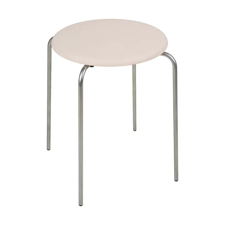 Petit Rond round stool - Stainless steel-leather Natural - FRAMA