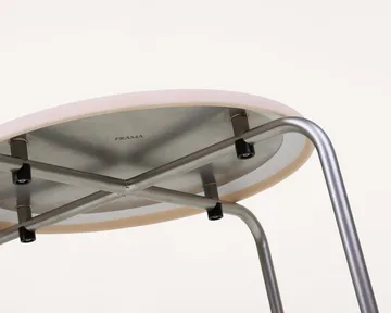 Petit Rond round stool - Stainless steel-leather Natural - FRAMA