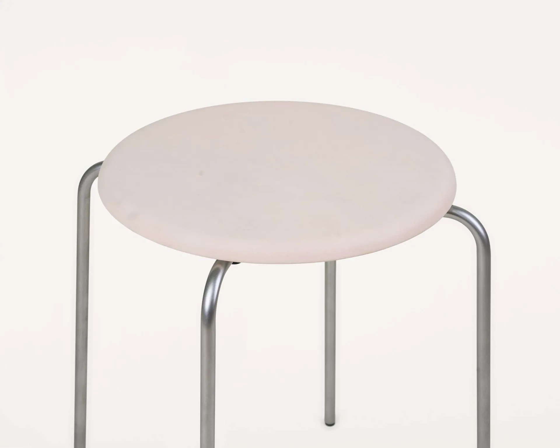 Petit Rond round stool, Stainless steel-leather Natural FRAMA