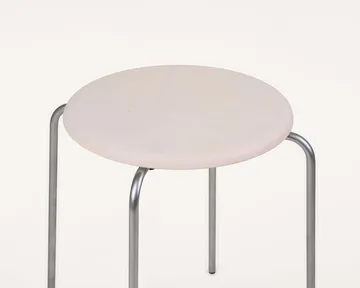 Petit Rond round stool - Stainless steel-leather Natural - FRAMA