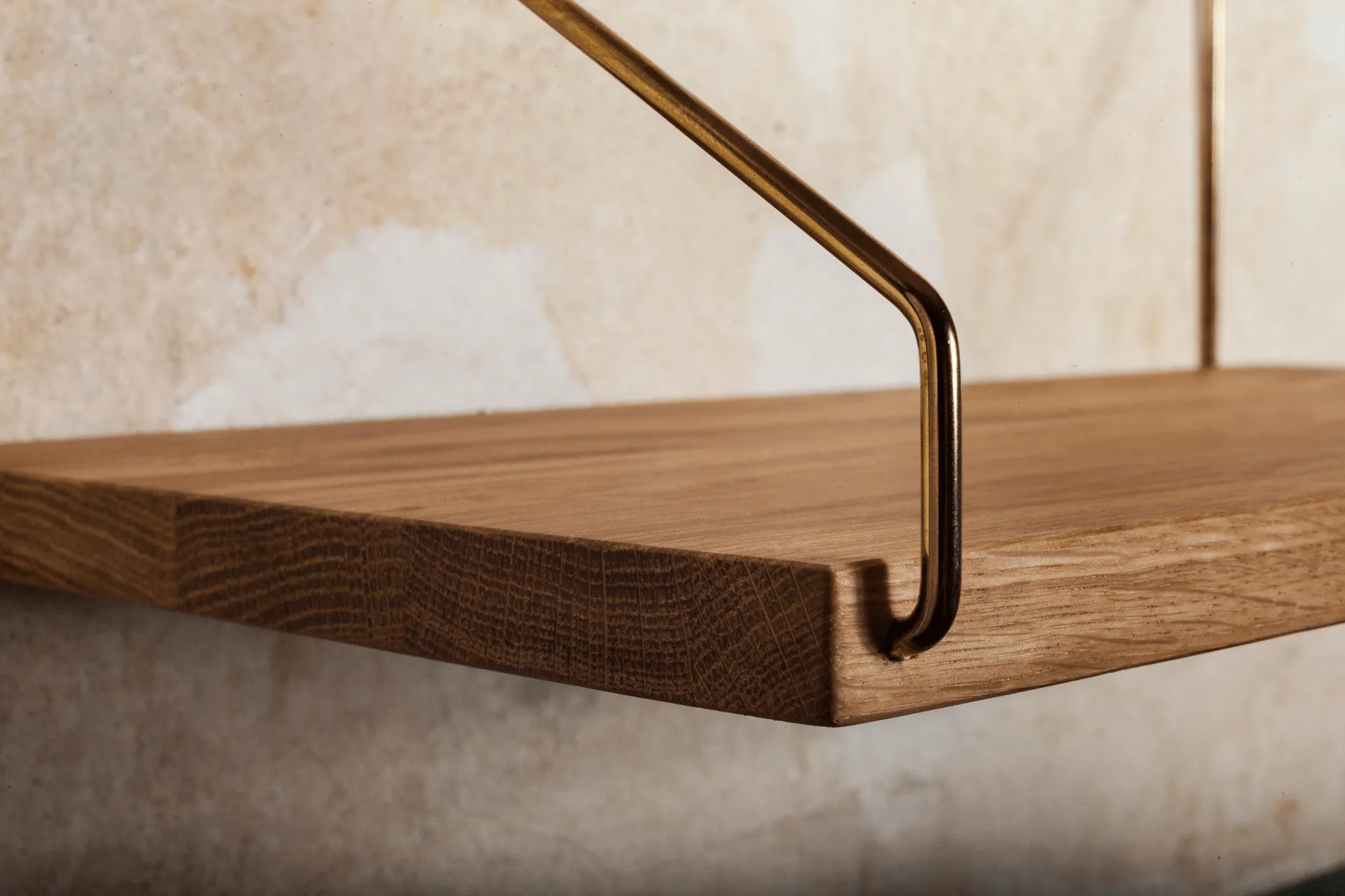 Single Shelf wall shelf, Oak-brass, 40x20 cm FRAMA