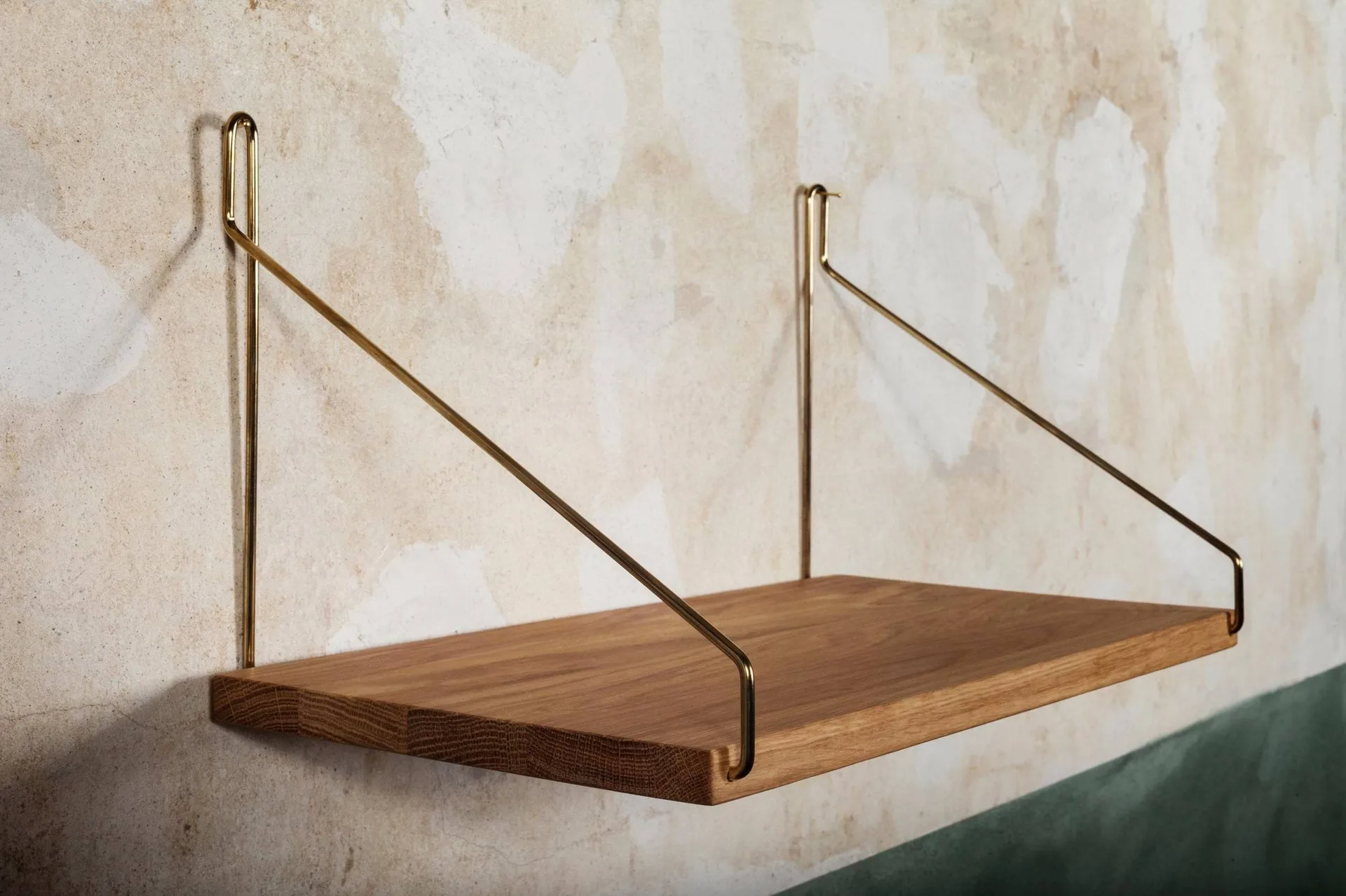 Single Shelf wall shelf, Oak-brass, 40x20 cm FRAMA