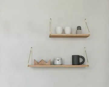 Single Shelf wall shelf - Oak-brass, 40x20 cm - FRAMA