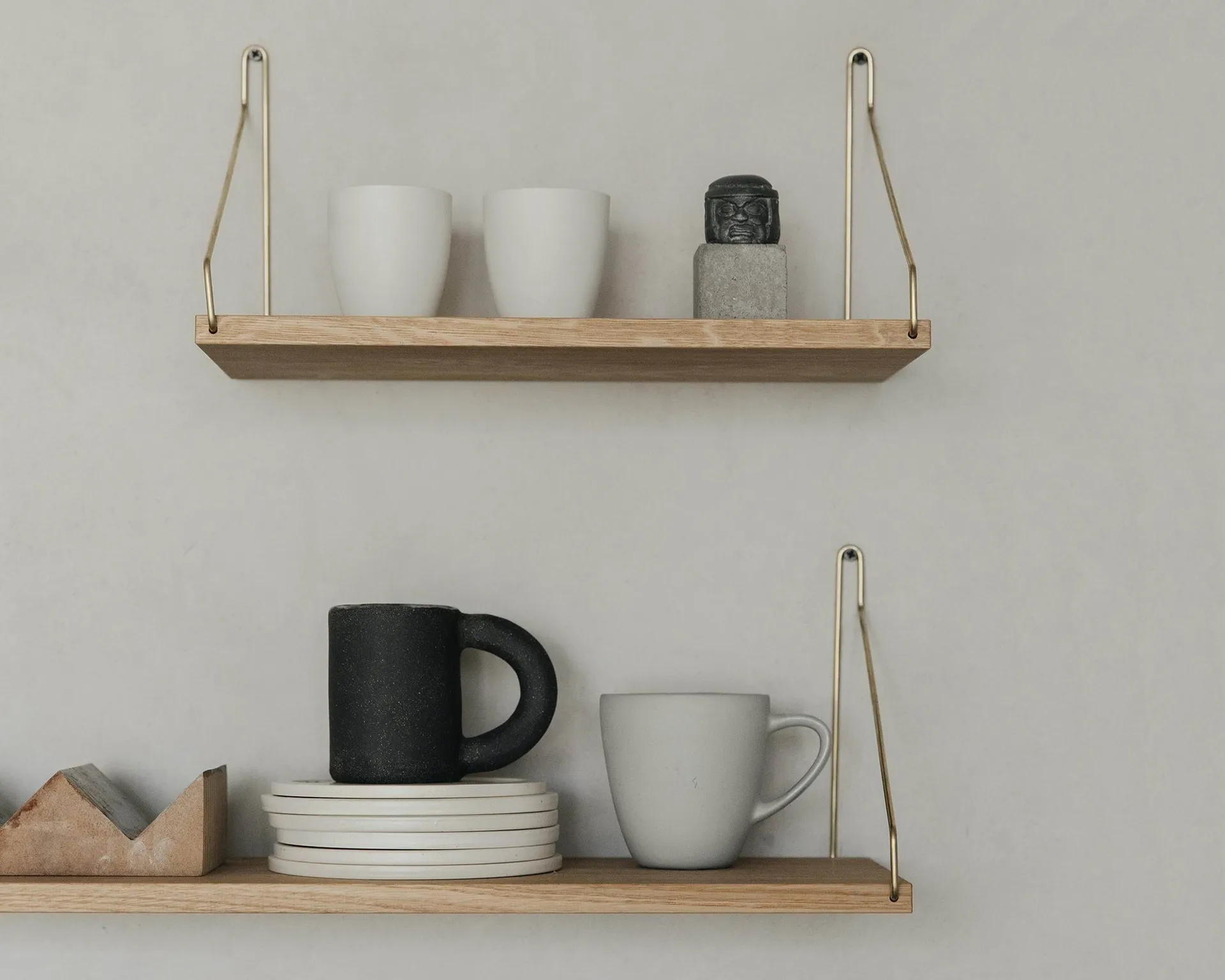 Single Shelf wall shelf, Oak-brass, 40x20 cm FRAMA