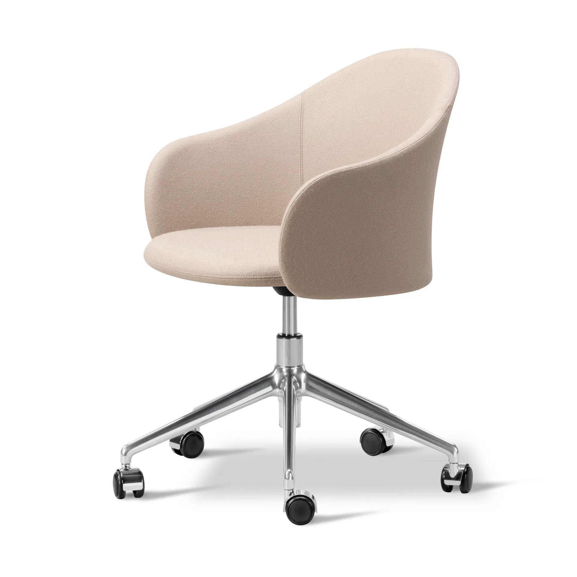 Gomo Armchair armchair swivel base 5-star, Blazer CUZ47 Fairfield-polished aluminium Fredericia Furniture