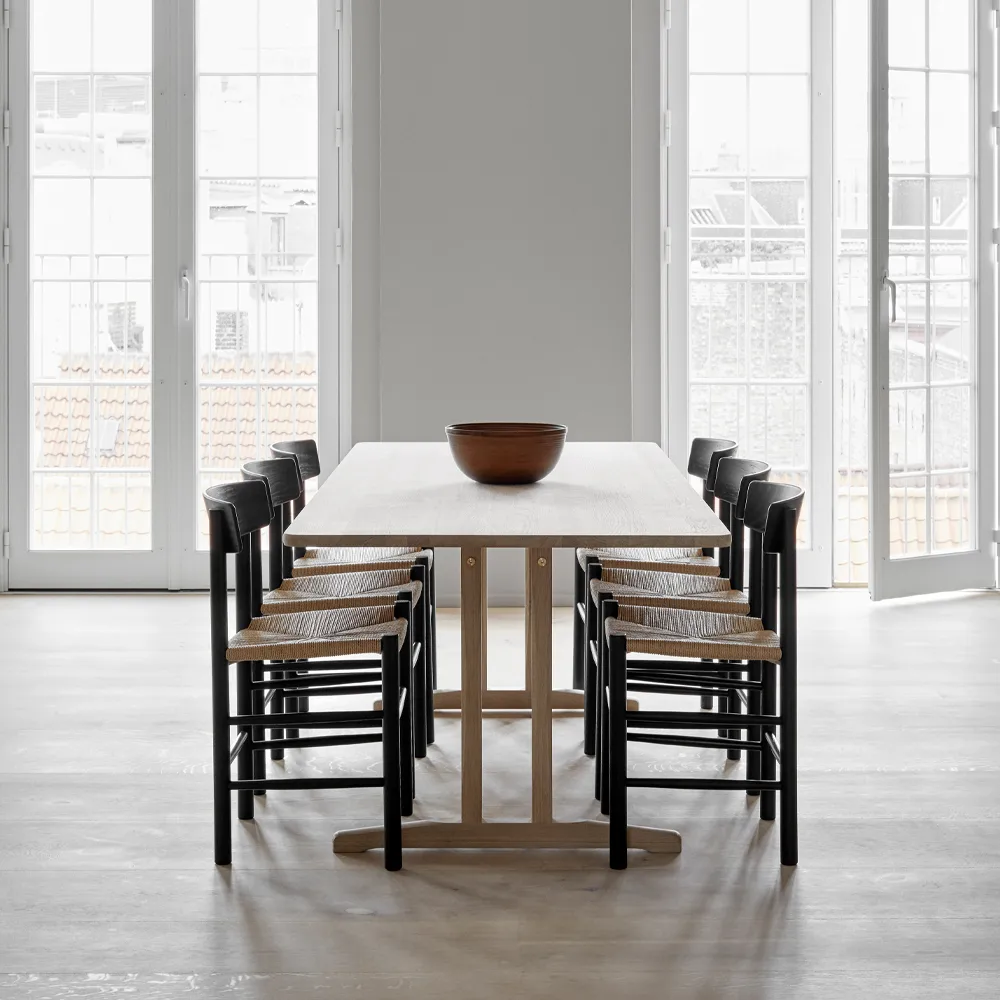 J39 chair, Black lacquered oak-woven black Fredericia Furniture