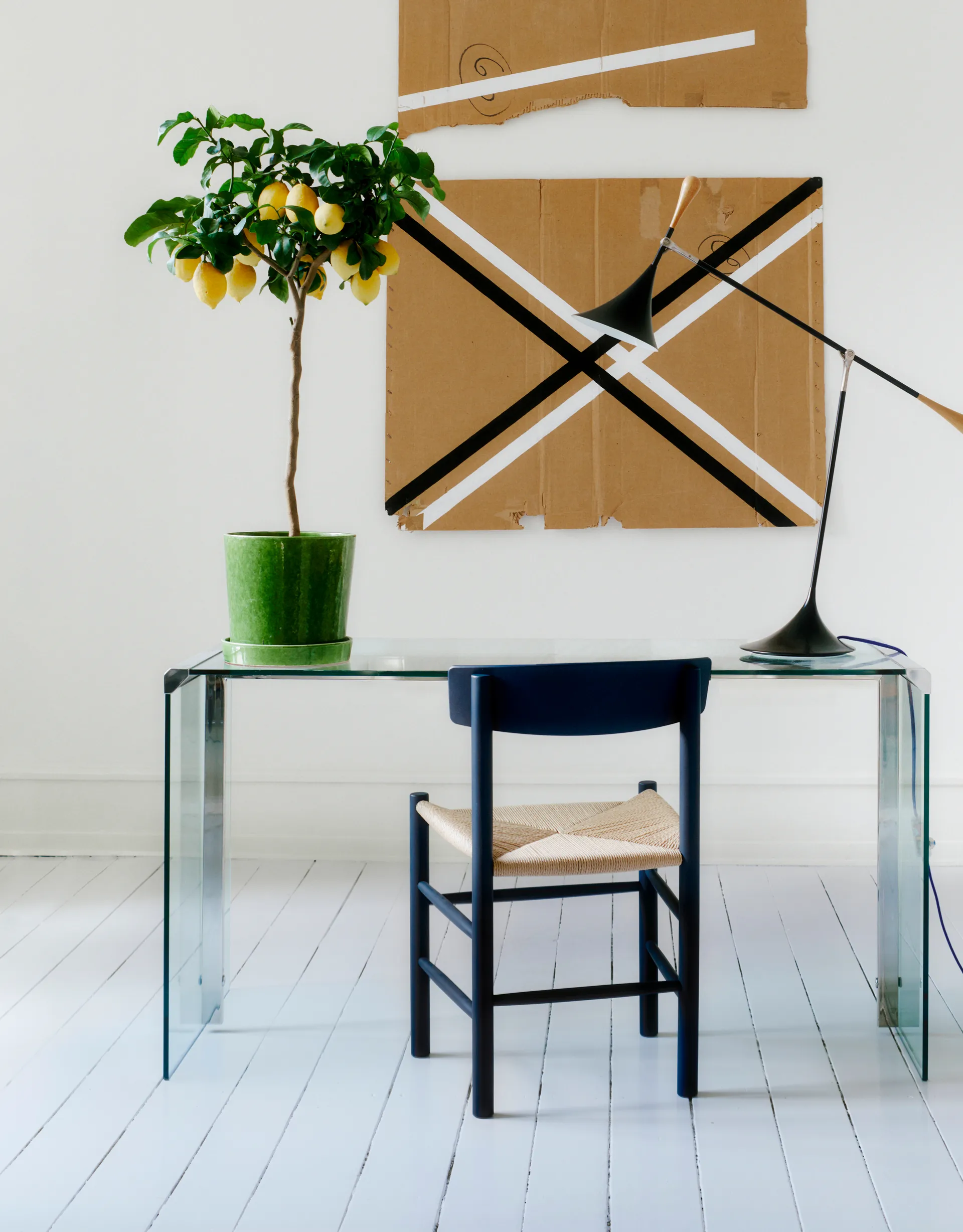 J39 chair, Indigo blue-braided natural Fredericia Furniture