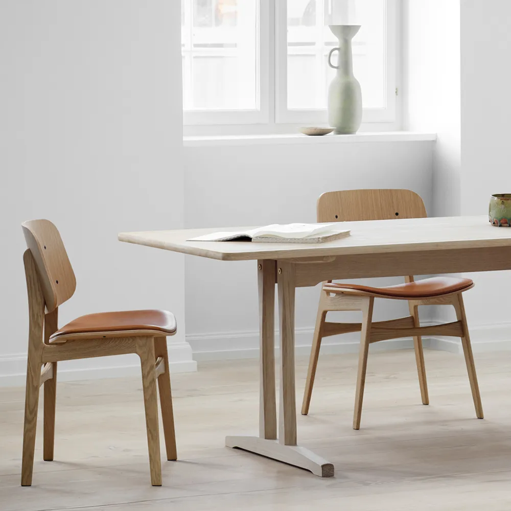 Søborg 3061 metal chair upholstered seat, Leather Omni black-black frame Fredericia Furniture