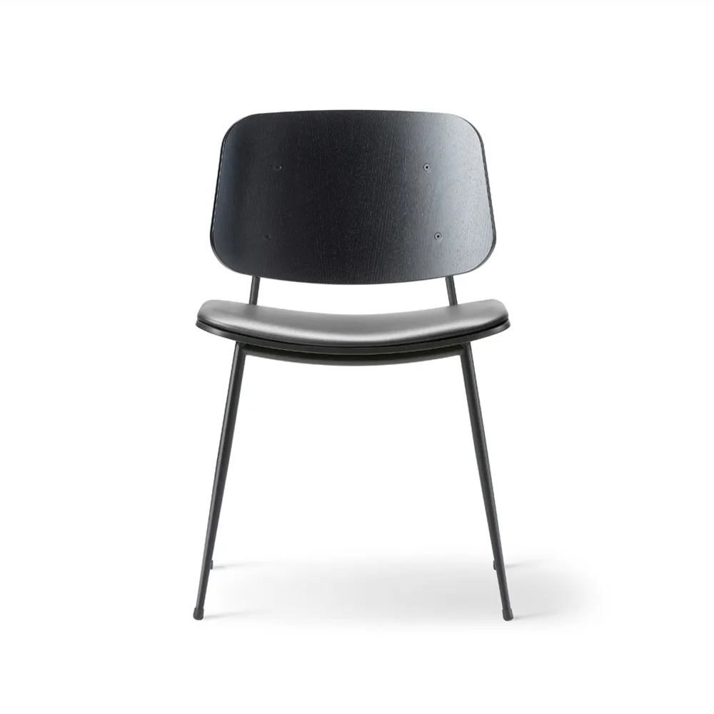 Søborg 3061 metal chair upholstered seat, Leather Omni black-black frame Fredericia Furniture