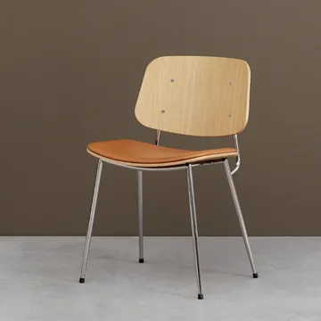 Søborg 3061 metal chair upholstered seat - Leather Omni black-black frame - Fredericia Furniture